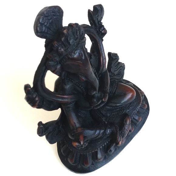 Antique Ganesh in Sitting Position Statue Figurine (Resin) 5 1/2” Tall - Picture 5 of 14